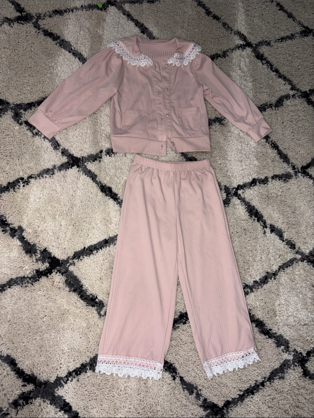 Girls Pink Lace-Trim Set (not PJs)